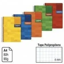 BLOC 4MM A4 80 HOJAS TAPA POLIPROPILENO 90GR