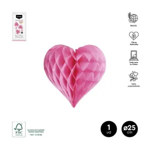 FAROLILLO CORAZON ROSA Ø25CM PAPEL 1 UNIDAD FSC MIX 70%