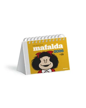 MAFALDA 2026, CALENDARIO ESCRITORIO AMARILLO